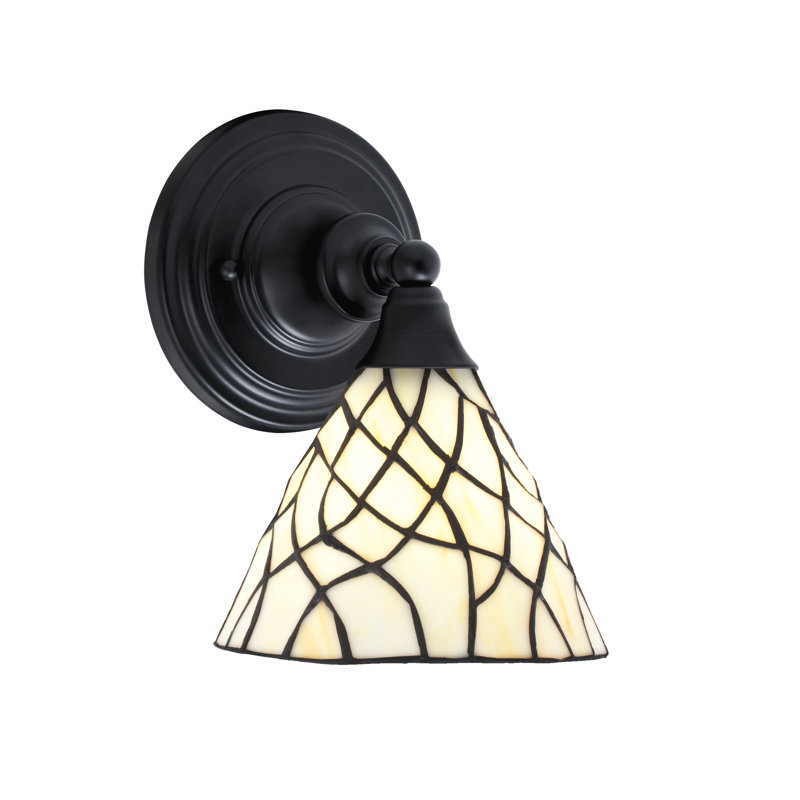Wall Sconce Shown In Matte Black Finish With 7" Sandhill Art Glass