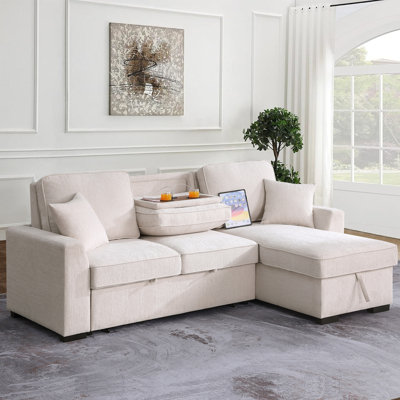 L-Shaped Sleeper Sofa Reversible Couch Pull Out Couch With Storage Chaise