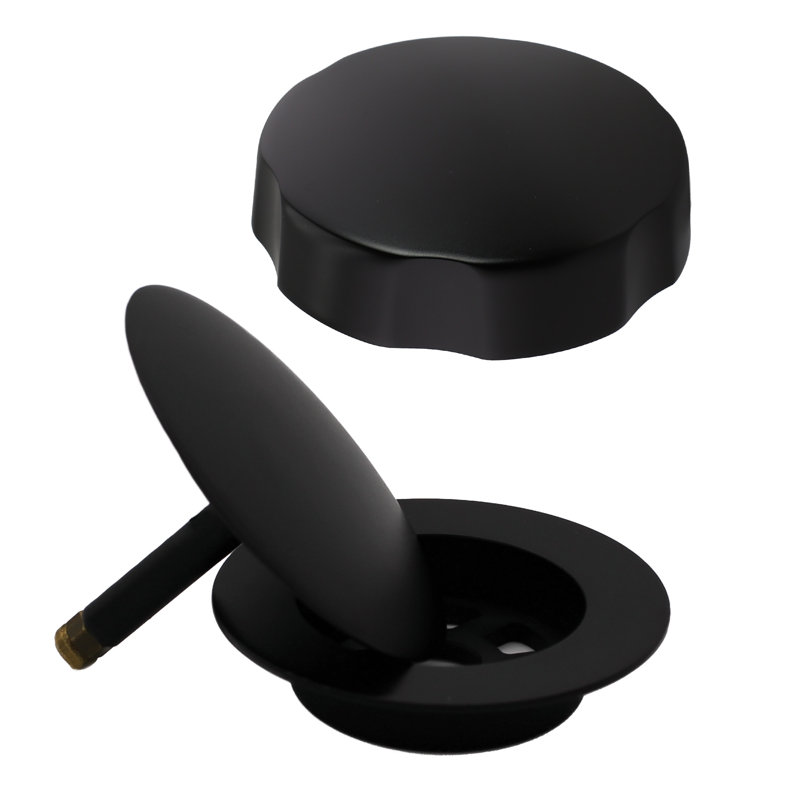 27" Cable Drive Bathtub Pop-Up Drain Trim with Ball Joint Rotary Overflow and Sch. 40 ABS Fittings, Matte Black