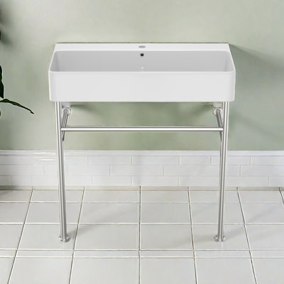 Lavabo de salle de bain console rectangulaire de 29,7 po APRESSHUI