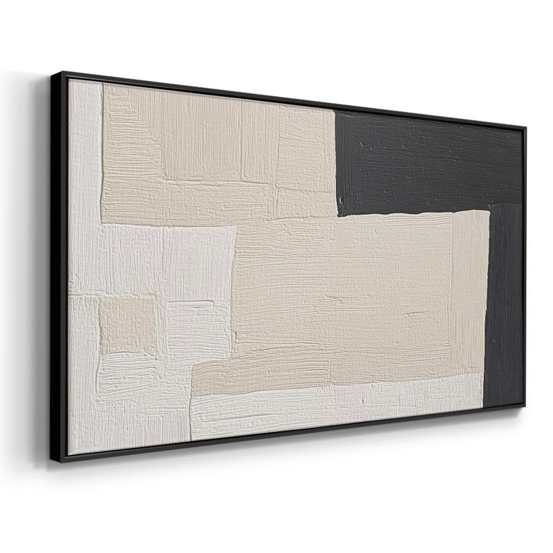 Série abstraite-DCXLI- Toile tendue avec châssis tendue, prête à être accrochée, H 21 po x l 41 po, Noir
