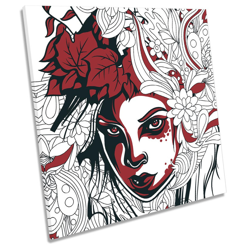 X8814 Modern Woman Face Floral - Wrapped Canvas Print, 60cm W x 60cm H