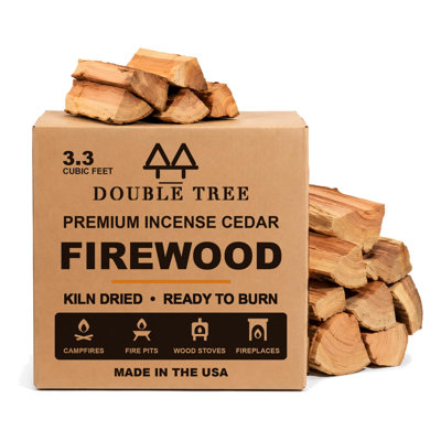 Kiln Dried Incense Cedar Firewood, 16 Inch Split Logs with Fire Starter, 3.3 Cubic Feet