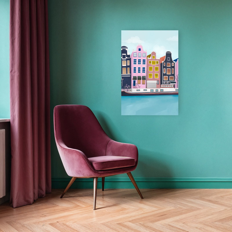 Affiche murale abstraite d'architecture d'Amsterdam, H 36 po x l 24 po