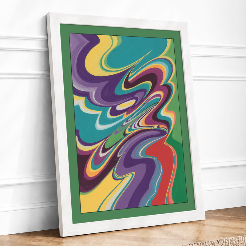 Flowing Colour Waves Geometric - Print, A2 - 59.4 x 42.0 cm, White