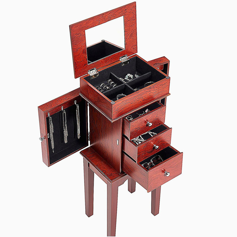 Armoire à bijoux avec armoire 3 tiroirs et miroir