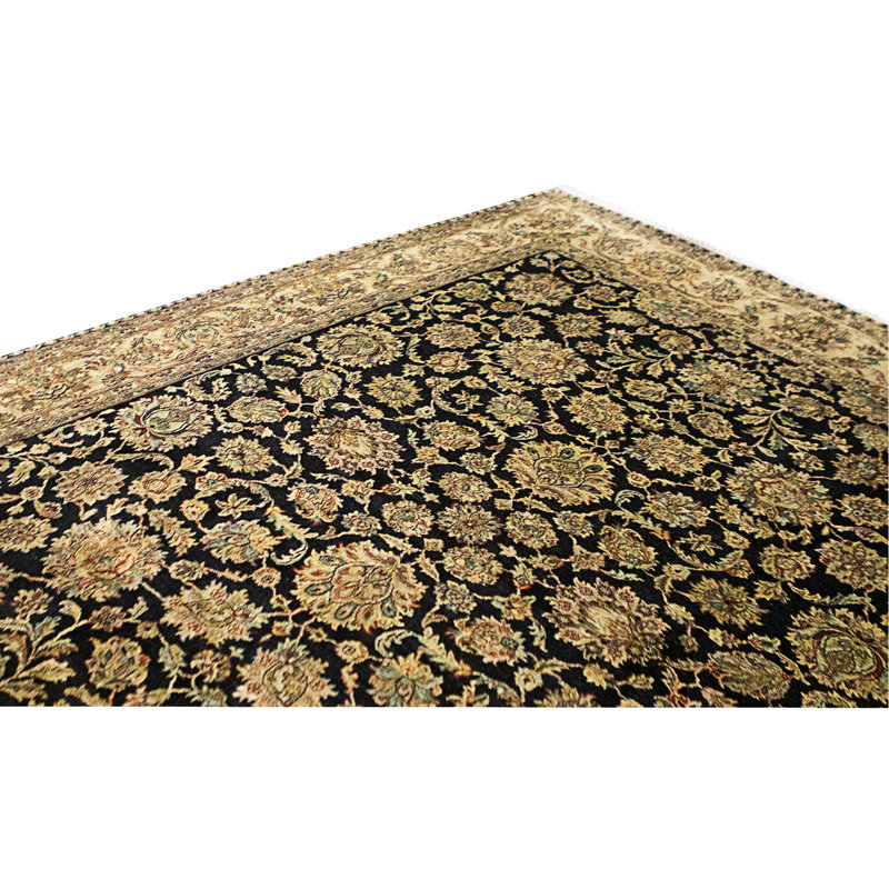 High-Quality Hand-Knotted Black And Gold Area Rug
