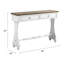Console blanc antique avec poids de 75 lb et 2 tiroirs avec rangement avant français pour