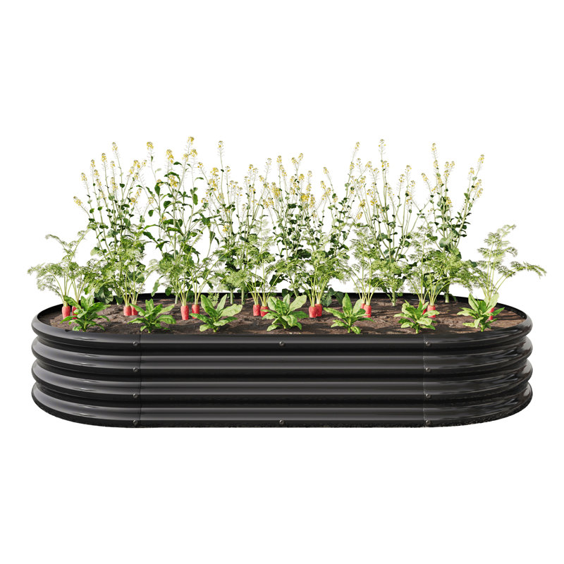 Raised Garden Bed Outdoor, Oval Large Metal Raised Planter Bed For For Plants, Vegetables, And Flowers, Black