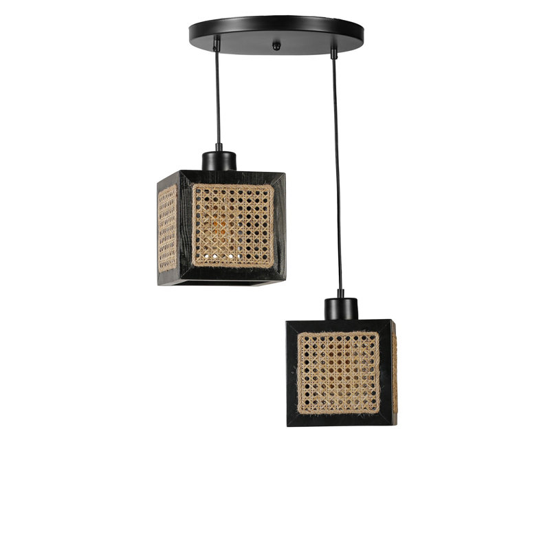 Chandle Chandelier, Rattan/Black
