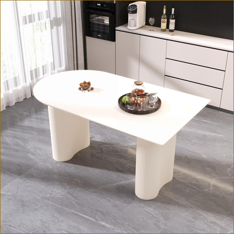 Dining Tables | Mesa de Comedor | 63 Inch Modern Cream, 4-8 Person, Engineered Wood Legs, for Kitchen  Gatherings | MDF