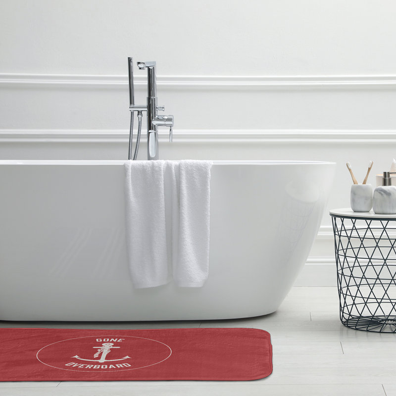 Tapis de bain Nautical Nights, Rouge, L 17 po x L 24 po