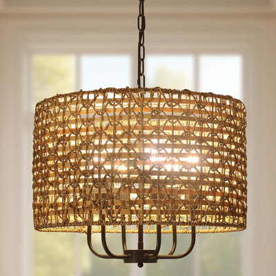 Ekkehard 6-light Boho Handwoven Rattan Chandelier