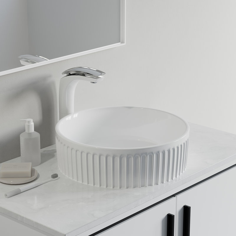 Lavabo vasque rond en céramique Dowell 6004, Naturel