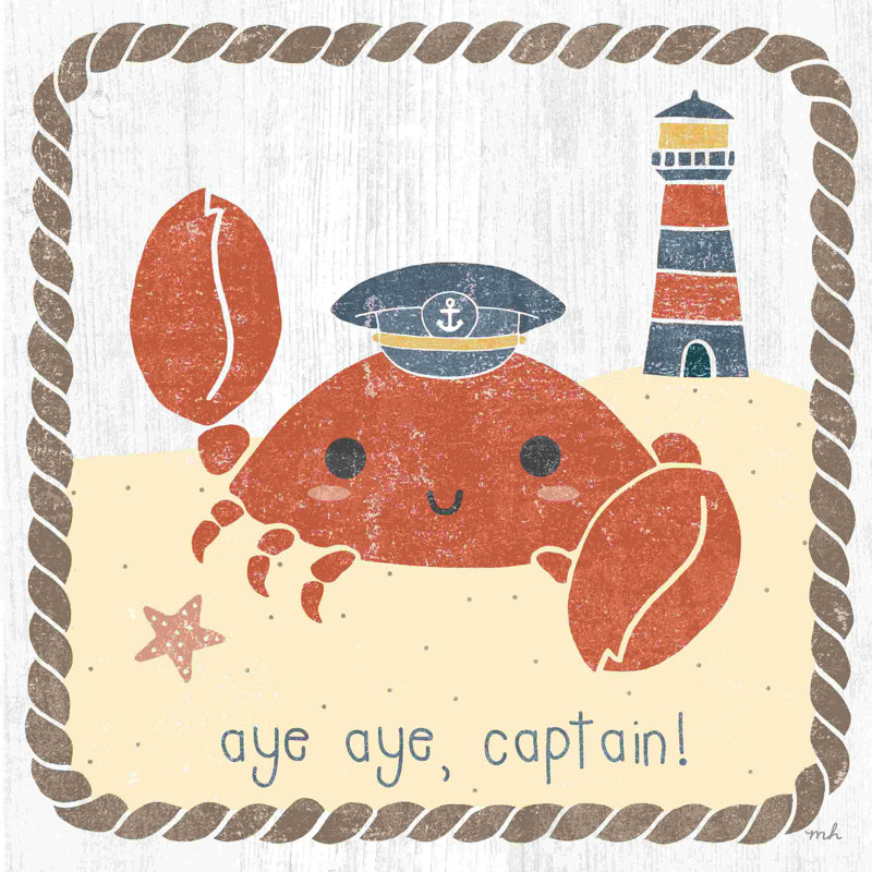 «Nautical Friends II» par Moira Hershey, art textuel sur toile tendue, H 12 po x l 12 po, Non, Toile tendue
