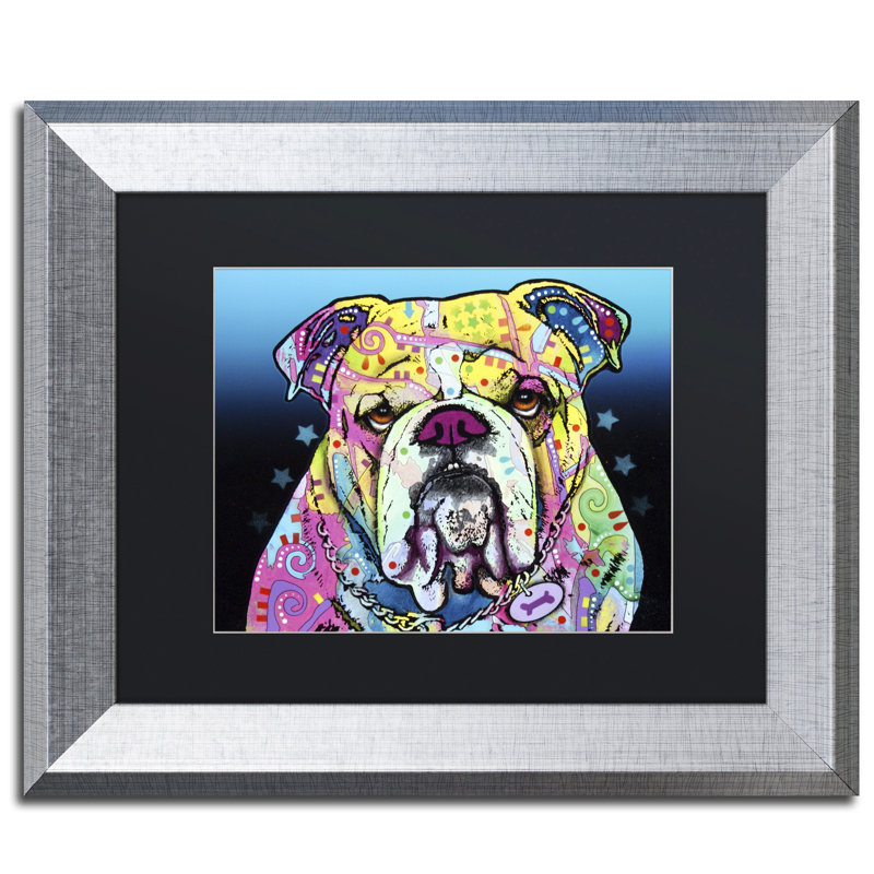 « the bouledogue », impression, H 11 po x l 14 po x P 0,5 po, Cadre argenté, Blanc
