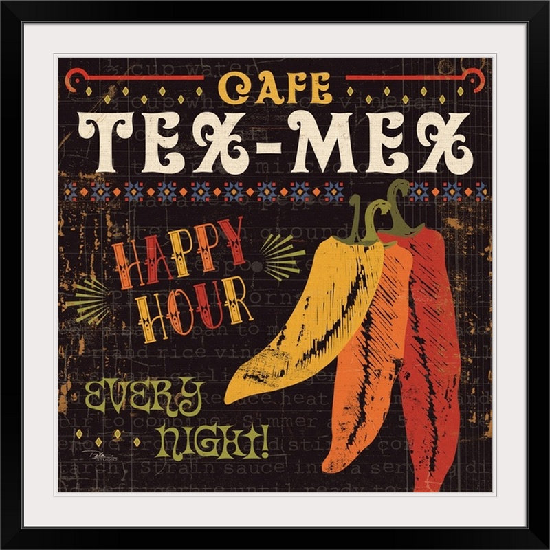 «iii rétro, annonce Tex Mex, H 35 po x l 35 po x P 1,5 po, Toile