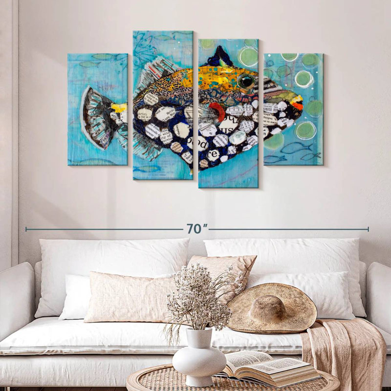 Brampt Clown Triggerfish, 32" H x 52" W