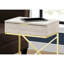 Table d'appoint moderne avec plateau beige et supports en métal doré, tiroir de rangement pour la décoration de chambre, base décorative effet marbre, polyvalente pour le salon