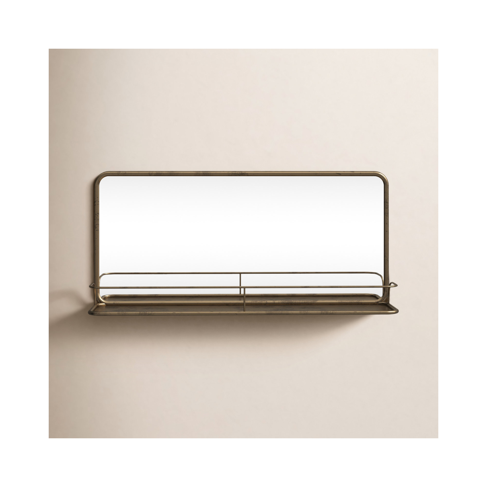 Redrow Iron Wall Mirror, Brass/Gold