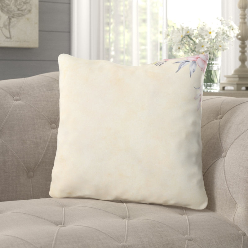 Coussin décoratif fleur Cabell, Microsuède, Intérieur