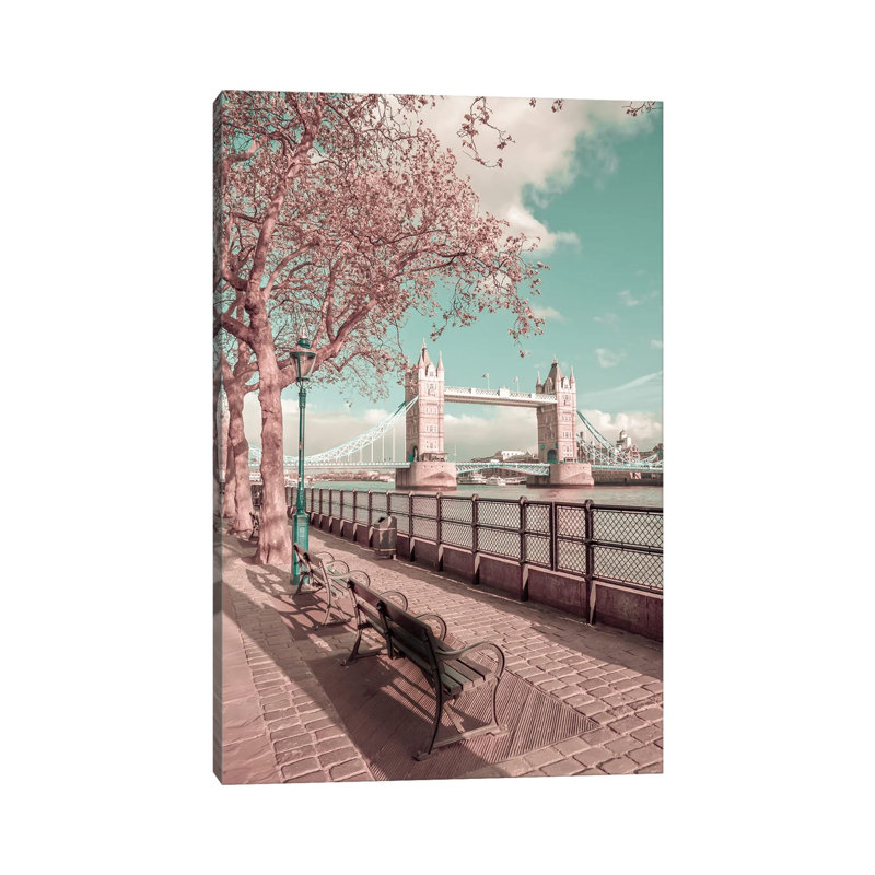 London Thames Riverside And Tower Bridge by Melanie Viola - Wrapped Canvas Print, 66.04 cm H x 45.72 cm W x 1.91 cm D