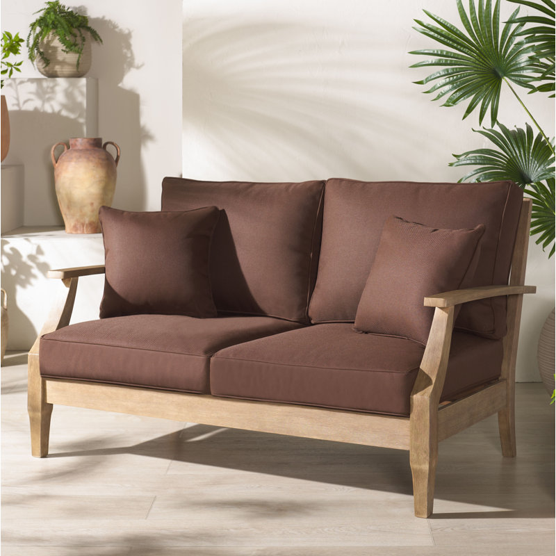 Causeuse avec coussins Samya, Naturel / brun foncé