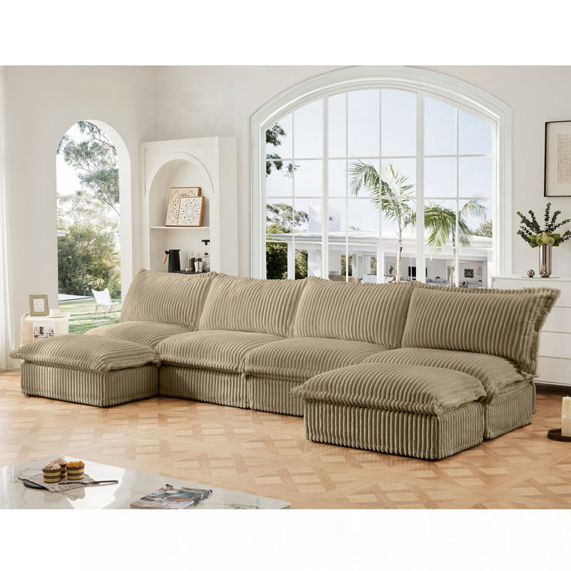 Canapé modulaire confortable en velours côtelé au design élégant, Chameau