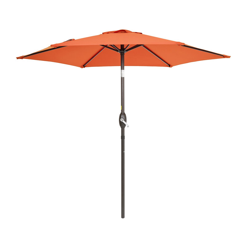 Parasol de table de marché de 7,5 pi, auvent résistant aux rayons UV et bouton inclinable, Orange
