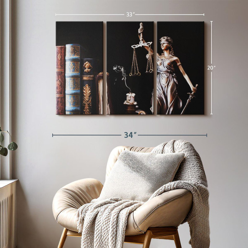 "Symbolique Lady Justice" sur toile, H 20 po x l 33 po x P 1,25 po