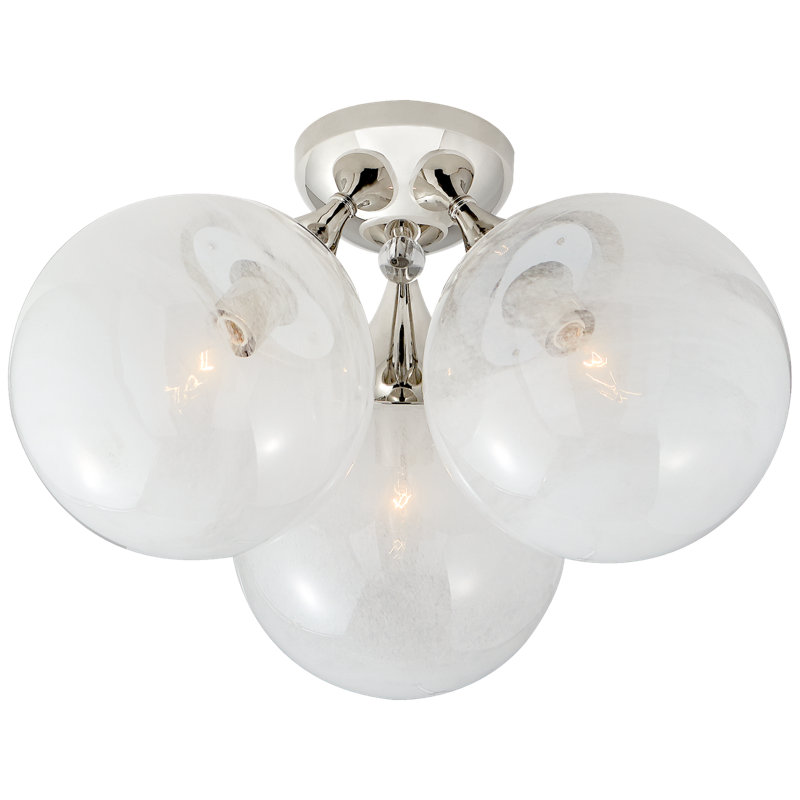 AERIN Cristol Large Triple Flush Mount, Polished Nickel