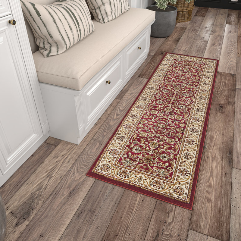Tapis oriental rouge / beige Clarence, Tapis de couloir 2 pi 3 po x 7 pi 3 po