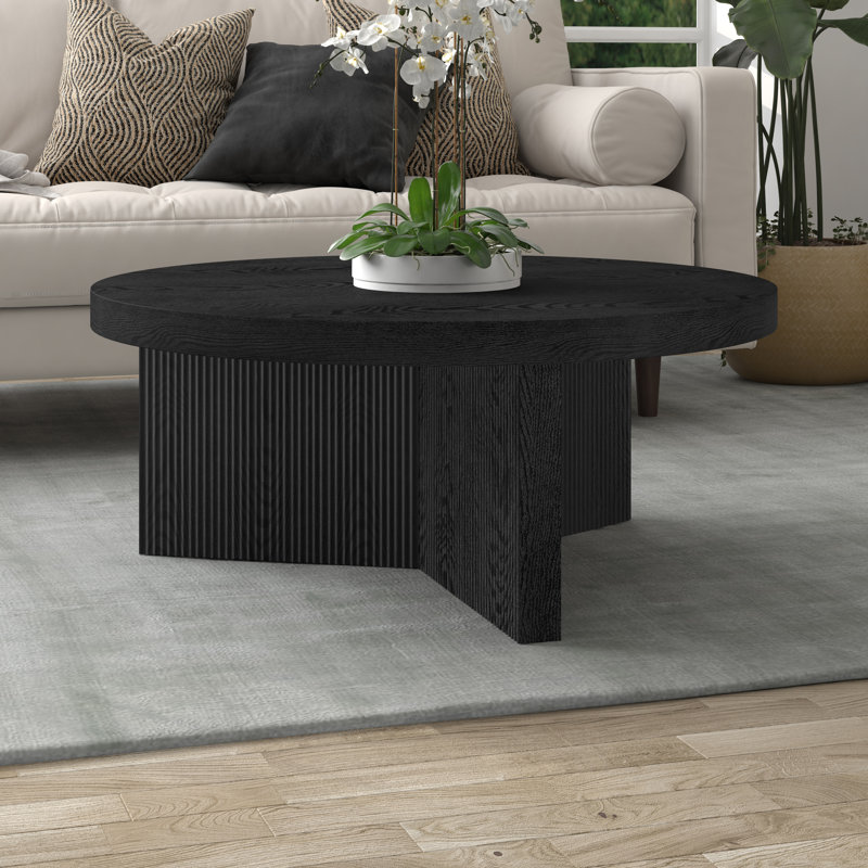 Adione Pedestal Coffee Table, Black Grain
