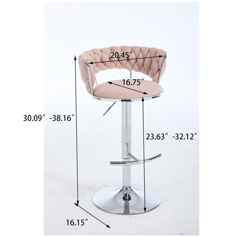 Tabourets de bar réglables Glam, Rose