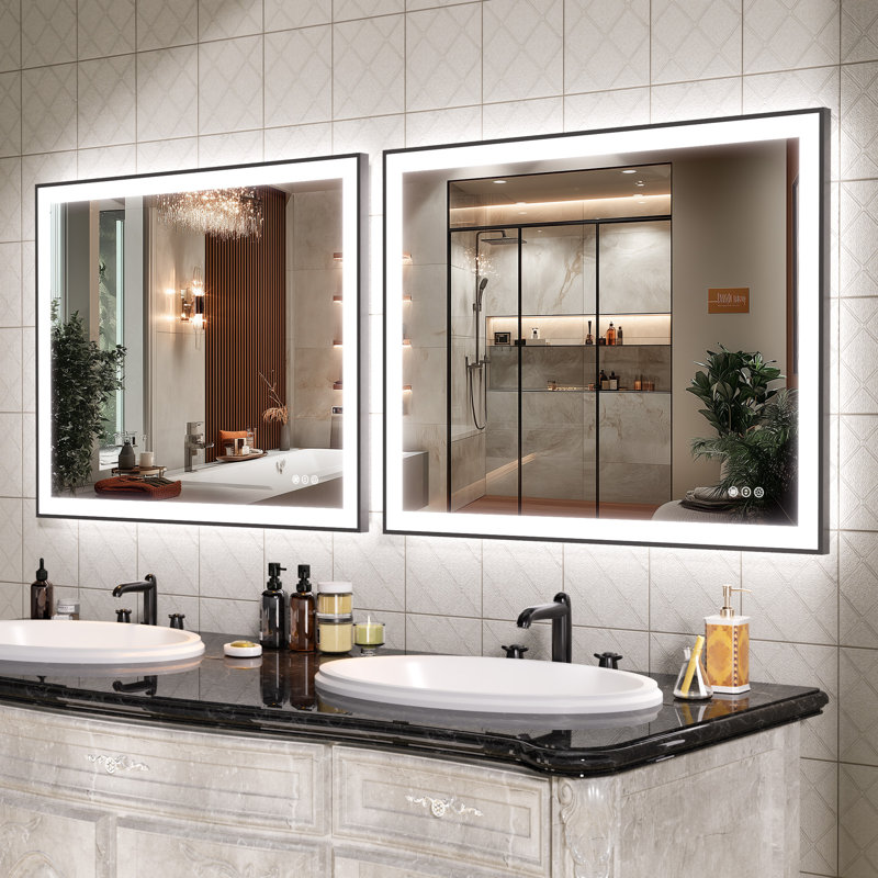 Wrought Studio™ LED Bathroom Mirror with Lights, Lighted Vanity Mirrors for Bathroom Anti-Fog, Dimmable, 3 Colors, Wall Mounted  with ETL & 5-Year Warranty