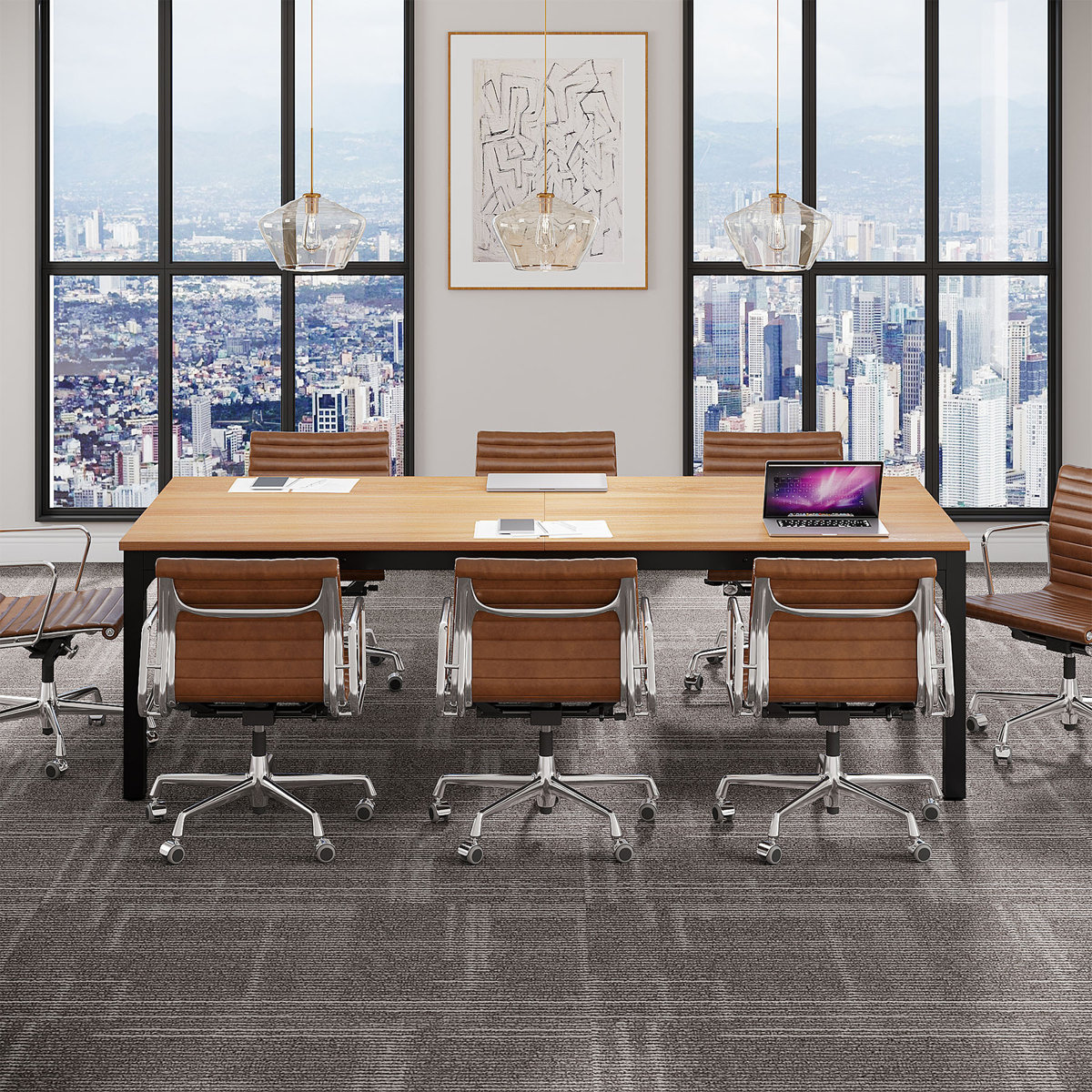 Inbox Zero Louinis Rectangle Conference Table & Reviews | Wayfair