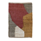 Abstract Flatweave Rectangle 6' x 9' Hemp Area Rug in Brown/Yellow/Pink