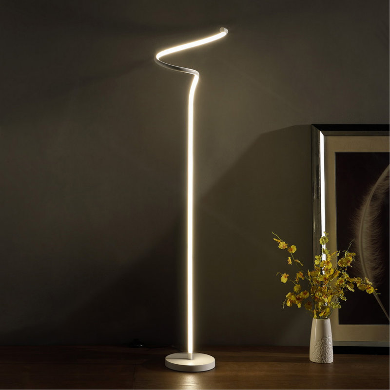 Lampe DEL sur pied incurvée à tube en S Curvilinear
