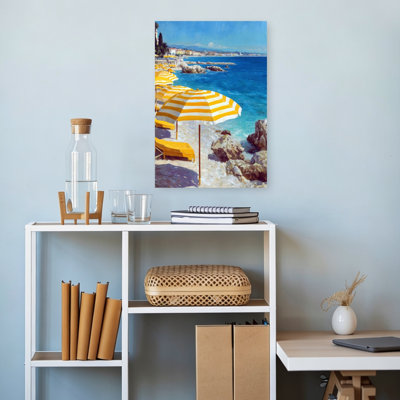 Sunshine On The Shore II Colorful Tranquil Vibrant Coastal Wall Art Print 1 Piece Wrapped Canvas Wall Art