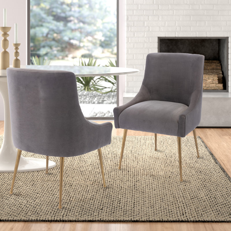 Johileny Velvet Side Chair, Gray Velvet