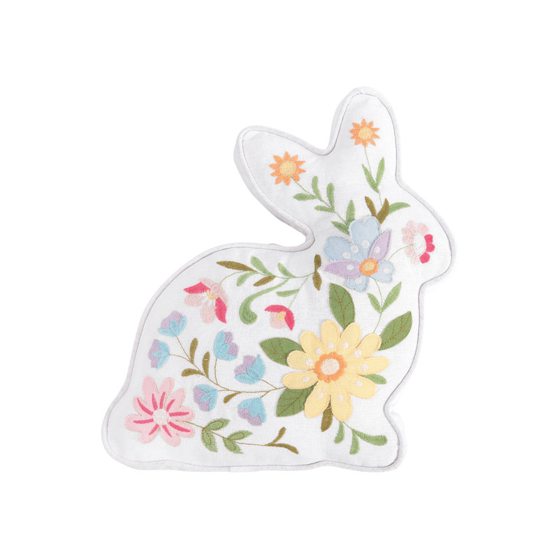 14" Floral Easter Bunny Spring Shaped Throw Pillow
