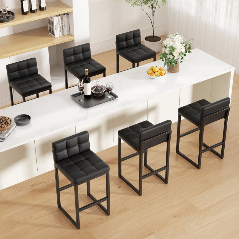 Counter Stool with Metal Frame, Black