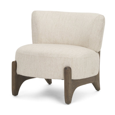 Fauteuil d'appoint en tissu brun foncé et tissu crème mozan