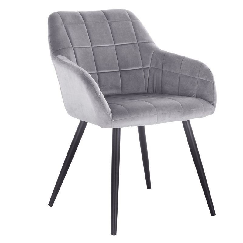 Palumbo Upholstered Dining Chair, 2, Grey, Black
