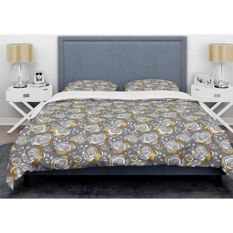 Ensemble de housse de couette mid-century rose, Housse de couette très grand + 2 taies décoratives