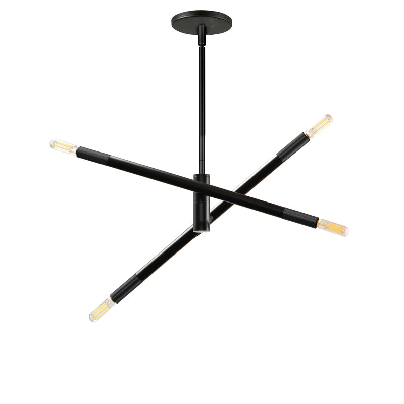 Luminaire suspendu 4 lumières Annisa, Noir mat