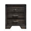 Table de chevet 3 en bois massif gris foncé, meubles de chambre à coucher modernes avec glissières en métal de style contemporain gris, glissières décoratives
