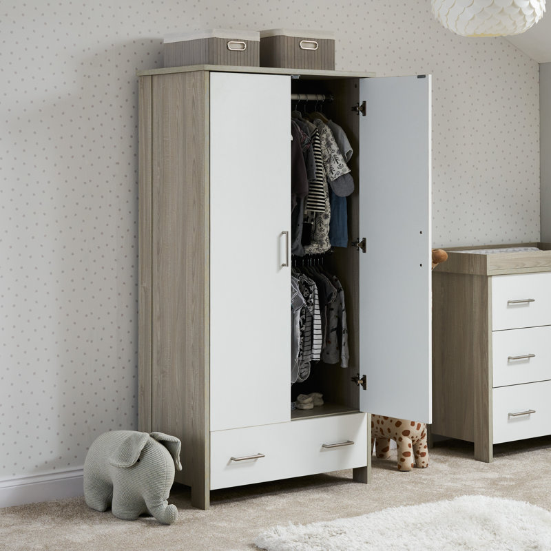 Nika 2 Door Wardrobe, Grey Wash/White