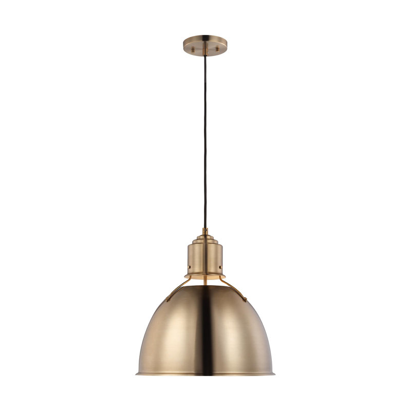 Arbogast 1-Light Dimmable Metal Dome Pendant, Satin Brass