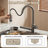 Pull-Down Kitchen Faucet With Side Sprayer & Built-In Cleaning Brush, 3 Spray Modes High-Arc Sink Faucet-122794888
